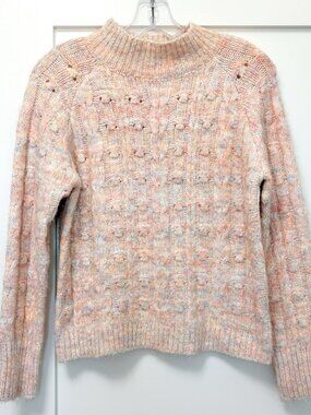 Anthropologie Heartloom Freya Sweater Pastel Womens XS Chunky Fuzzy Open Weave